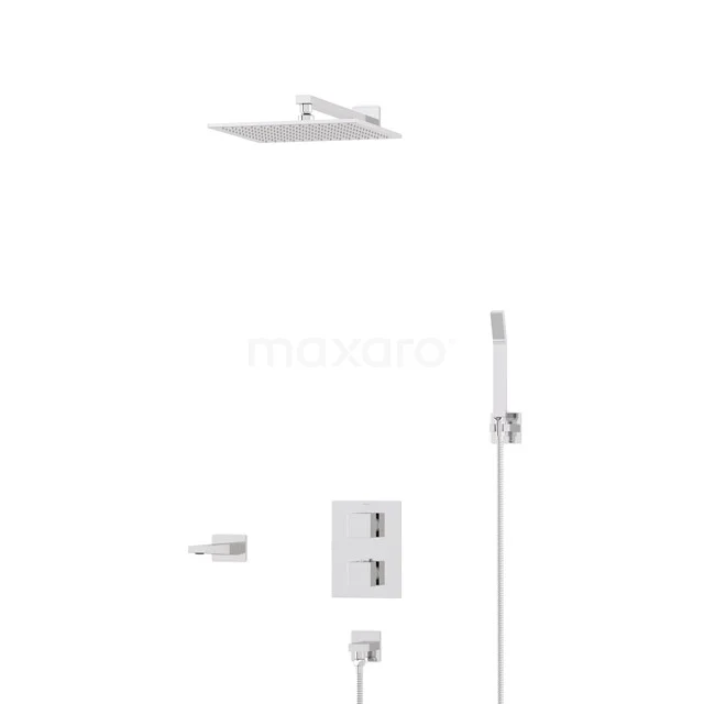 Cubic Built-in Bath tap with rain shower | Chrome Thermostatic DIC22-00154