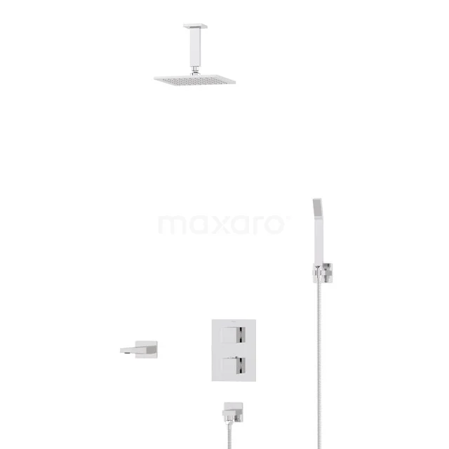 Cubic Built-in Bath tap with rain shower | Chrome Thermostatic DIC22-00157