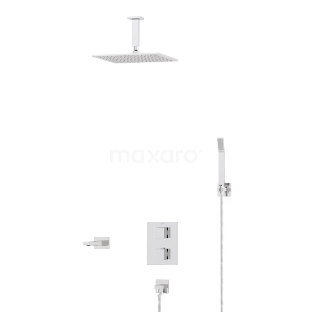 Cubic Built-in Bath tap with rain shower | Chrome Thermostatic DIC22-00163