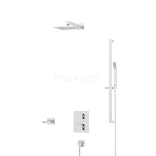 Cubic Built-in Bath tap with rain shower | Chrome Thermostatic DIC22-00169