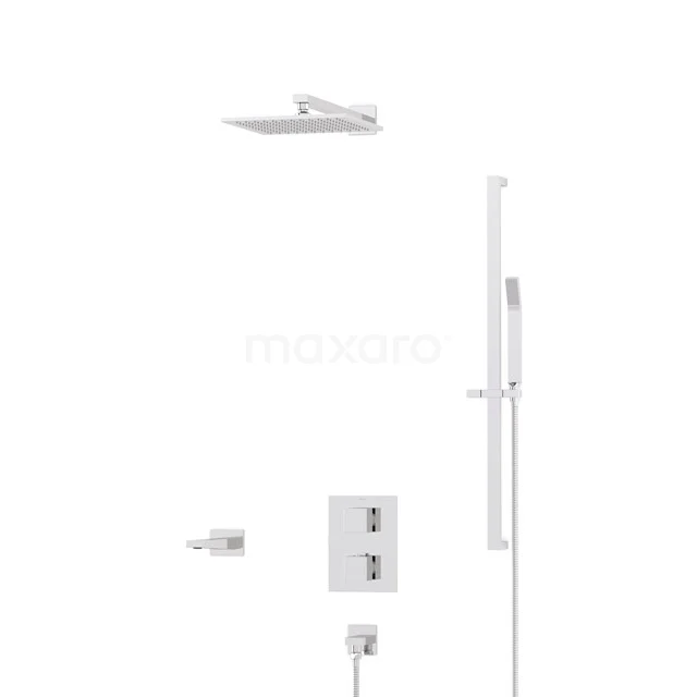 Cubic Built-in Bath tap with rain shower | Chrome Thermostatic DIC22-00172