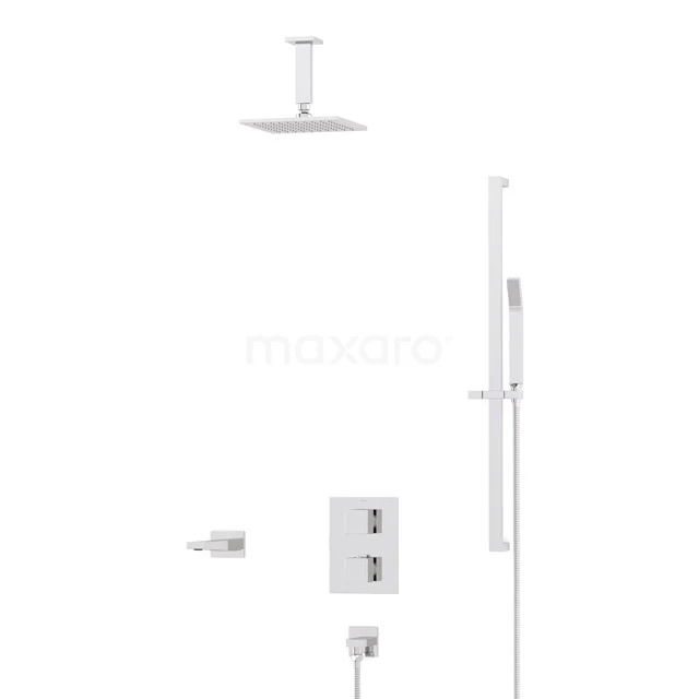 Cubic Built-in Bath tap with rain shower | Chrome Thermostatic DIC22-00178