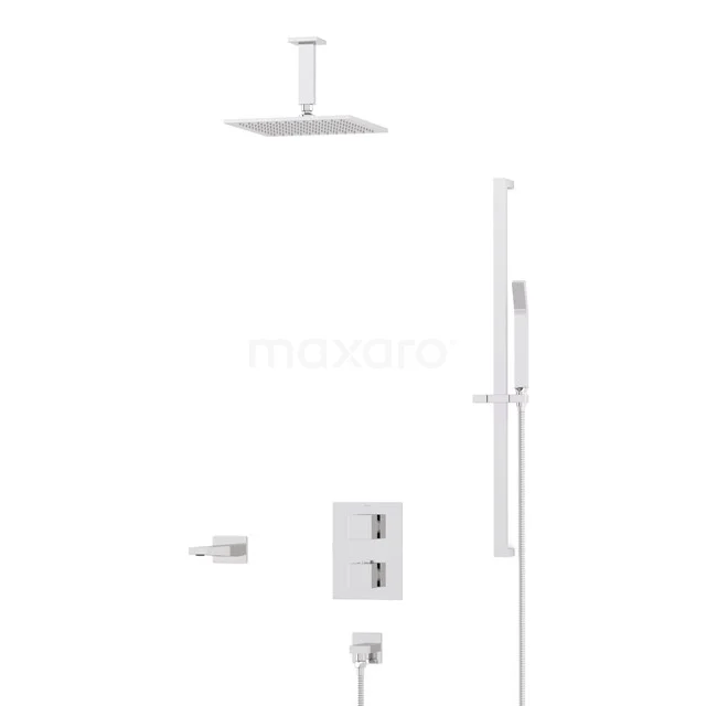 Cubic Built-in Bath tap with rain shower | Chrome Thermostatic DIC22-00181