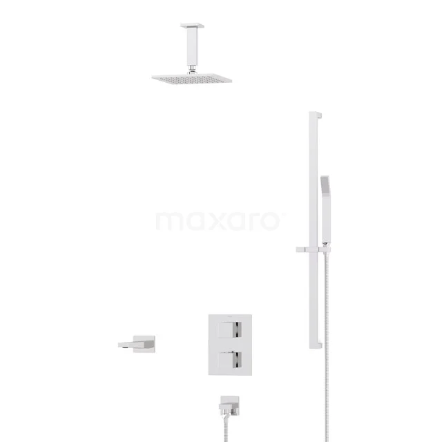 Cubic Built-in Bath tap with rain shower | Chrome Thermostatic DIC22-00199