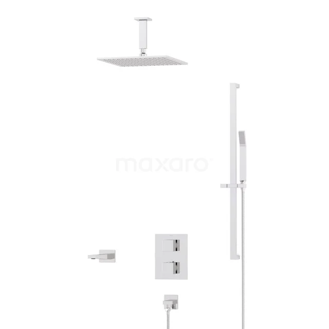 Cubic Built-in Bath tap with rain shower | Chrome Thermostatic DIC22-00205