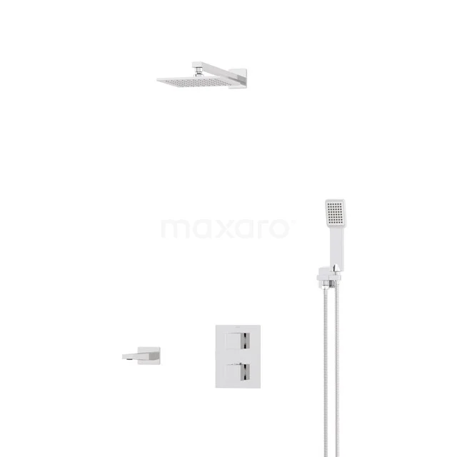 Cubic Built-in Bath tap with rain shower | Chrome Thermostatic DIC22-00211