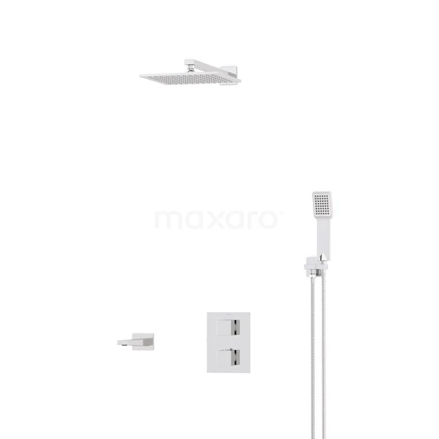 Cubic Built-in Bath tap with rain shower | Chrome Thermostatic DIC22-00214