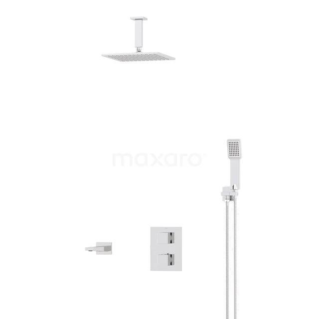 Cubic Built-in Bath tap with rain shower | Chrome Thermostatic DIC22-00223