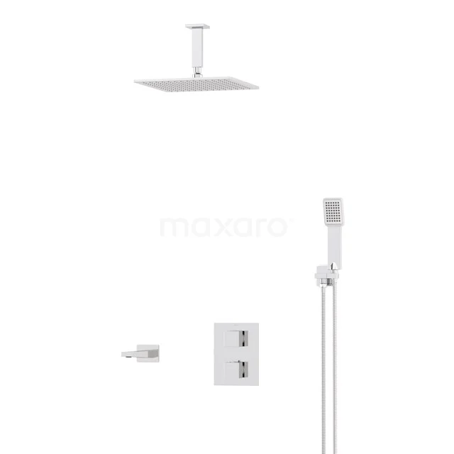 Cubic Built-in Bath tap with rain shower | Chrome Thermostatic DIC22-00226