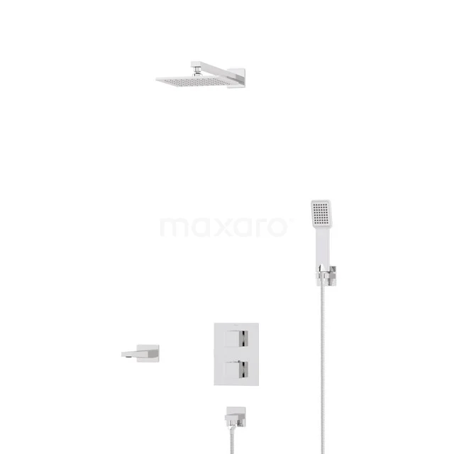 Cubic Built-in Bath tap with rain shower | Chrome Thermostatic DIC22-00253