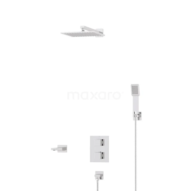 Cubic Built-in Bath tap with rain shower | Chrome Thermostatic DIC22-00256