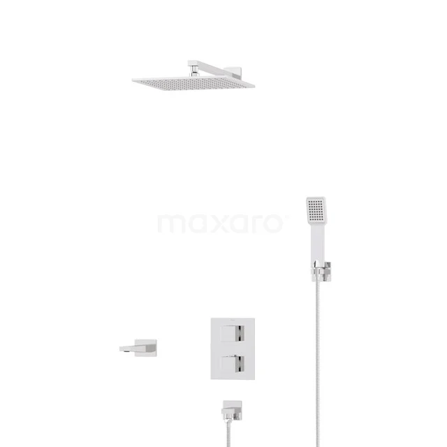 Cubic Built-in Bath tap with rain shower | Chrome Thermostatic DIC22-00259