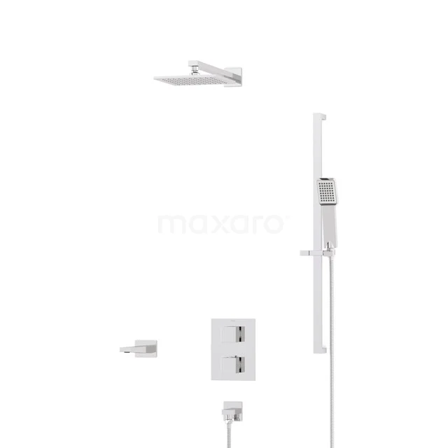 Cubic Built-in Bath tap with rain shower | Chrome Thermostatic DIC22-00274