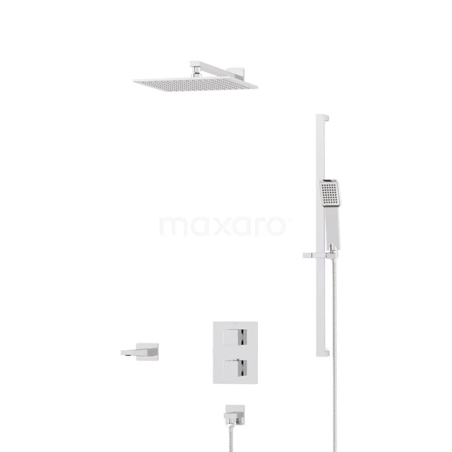 Cubic Built-in Bath tap with rain shower | Chrome Thermostatic DIC22-00280