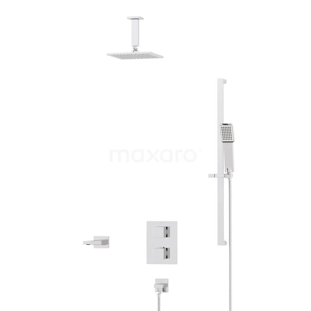 Cubic Built-in Bath tap with rain shower | Chrome Thermostatic DIC22-00283