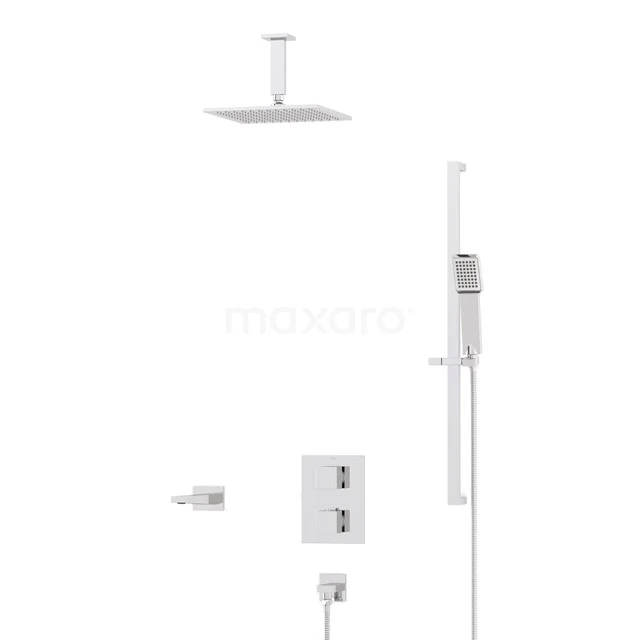 Cubic Built-in Bath tap with rain shower | Chrome Thermostatic DIC22-00286