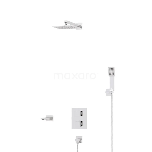 Cubic Built-in Bath tap with rain shower | Chrome Thermostatic DIC22-00295
