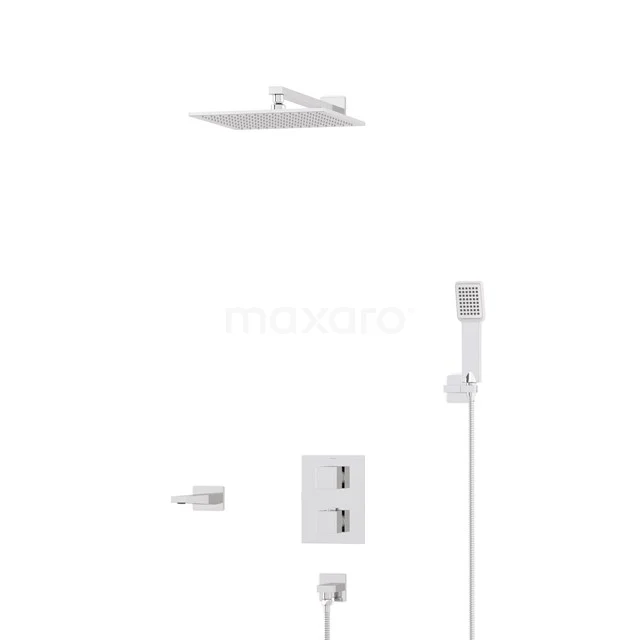 Cubic Built-in Bath tap with rain shower | Chrome Thermostatic DIC22-00301