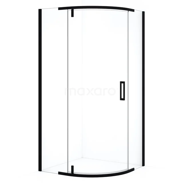 Topaz Duschkabine | 100x100 cm Matt Schwarz Drehtür Viertelrunde R6403_1000M