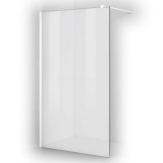 Pearl Walk-in shower | 110 cm Matte white Clear glass Fixed wall IPA11300MW Transparent glass shower screen with minimalist design and aluminium profile, ideal for a modern bathroom style.