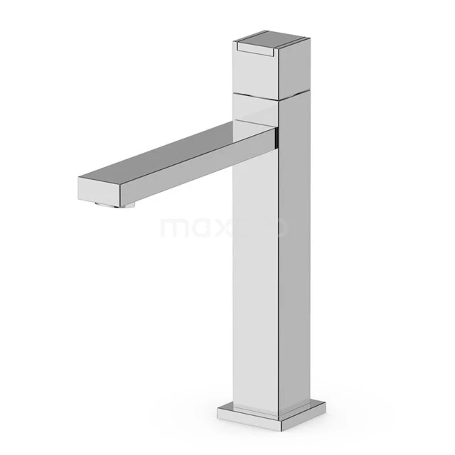 Cubic High Waschtischarmatur Aufputz | Chrom | Kaltwasserarmatur (für Gäste-WC) 22.004.414 Viereckige chromatische Waschbeckenarmatur mit modernem Design, ideal für stilvolle Badezimmergestaltung, hergestellt aus langlebigem Edelstahl.