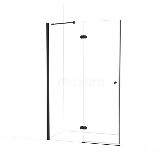 Amber Douchedeur | 130 cm Mat zwart Helder glas Draaideur WTB66220M