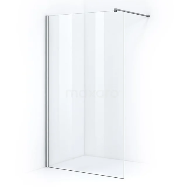 Glasene Duschwand mit minimalistischem Design, transparent mit silberfarbenen Profilen, perfekt für ein modernes Badezimmer.