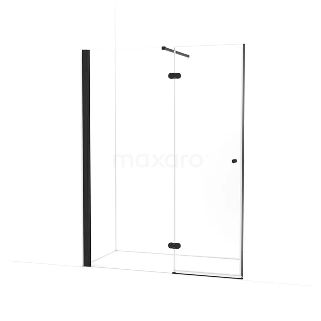 Amber Duschtür | 150 cm Matt Schwarz Klarglas Drehtür WTB863120M