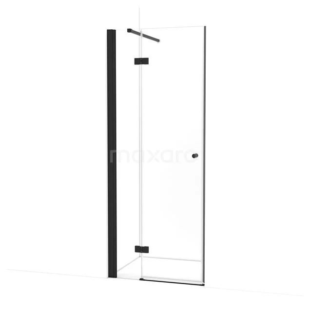 Amber Duschtür | 80 cm Matt Schwarz Klarglas Drehtür WTB253110M