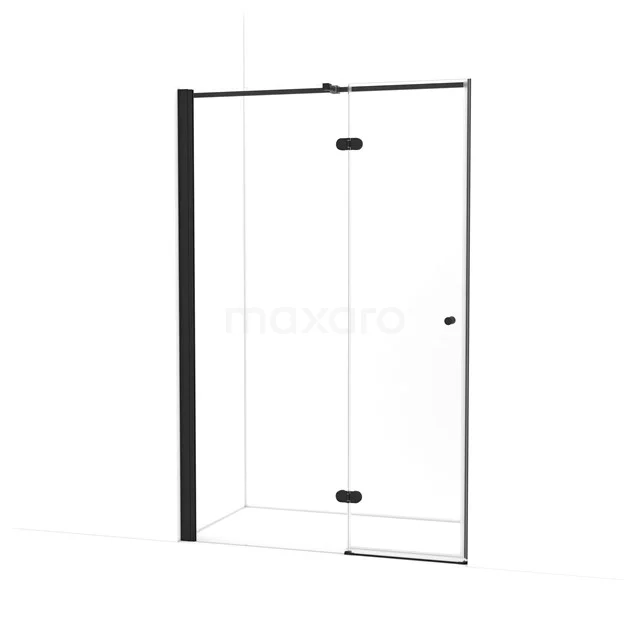 Amber Douchedeur | 130 cm Mat zwart Helder glas Draaideur WTB753320M