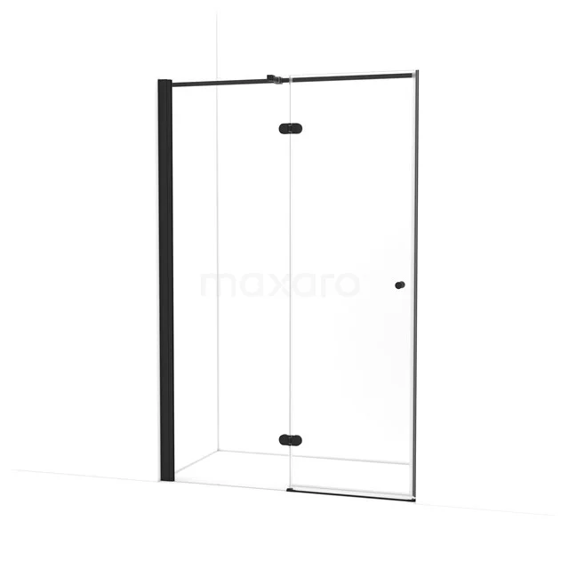 Amber Douchedeur | 130 cm Mat zwart Helder glas Draaideur WTB663320M