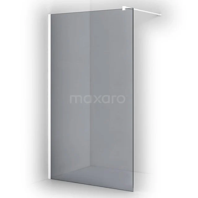 Pearl Walk-in shower | 120 cm Matte white Smoke glass Fixed wall IPA12301MW Modern walk-in shower enclosure made of frosted glass with aluminium profile; perfect for stylish bathroom design.