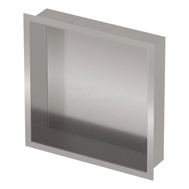 Rechteckige, rostfreie Badezimmernische mit glänzender Oberfläche, ideal für stilvolle Duschelagerung.