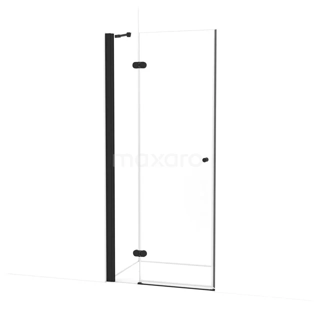 Amber Duschtür | 90 cm Matt Schwarz Klarglas Drehtür WTB263220M