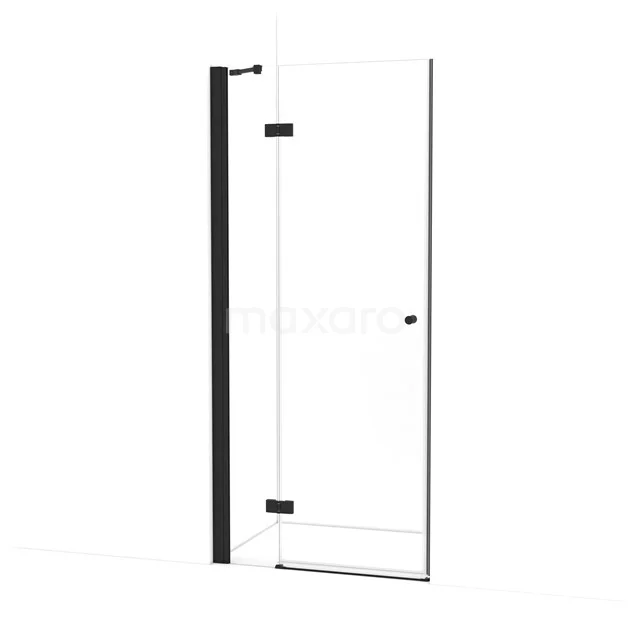 Amber Duschtür | 90 cm Matt Schwarz Klarglas Drehtür WTB263210M