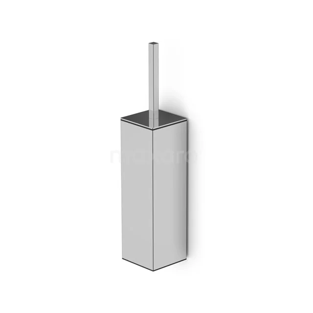 Minimalistische rechthoekige wc-borstelhouder in mat zilver, wandmontage, ideaal voor moderne badkamerstijlen.