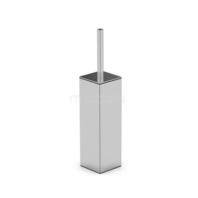 Cubic WC Borstel | Chroom | Staande toiletborstelhouder 250-1205 Vierkante, roestvrijstalen toiletborstelhouder met geborstelde afwerking, strak design; ideaal voor moderne badkamers.