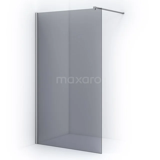 Matte black walk-in shower with frosted glass wall, minimalist design, ideal for a modern bathroom style.