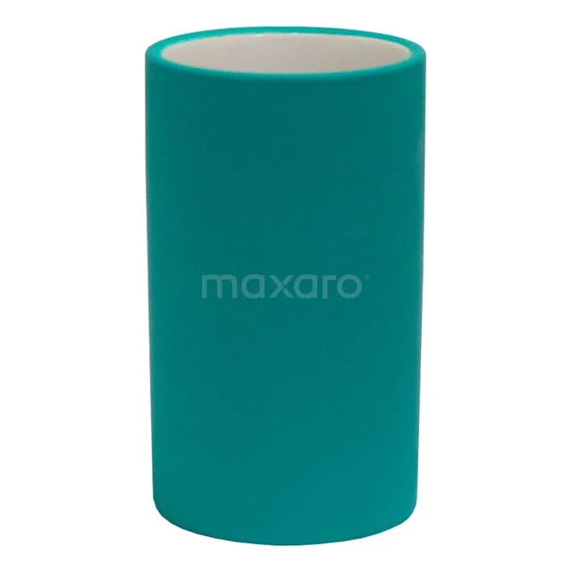 Turquoise tandenborstelhouder van keramiek, perfect voor een georganiseerde en stijlvolle badkamer.