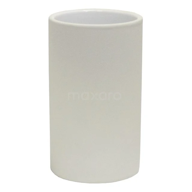 Weiße keramische Zahnbürstenhalter in Zylinderform, perfekt für eine stilvolle und praktische Badezimmerlösung.