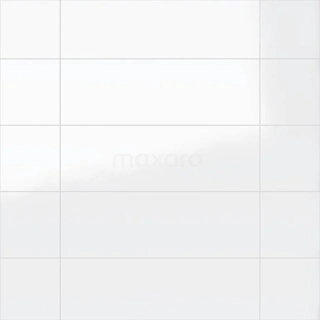 White glossy bathroom tile, rectangular, clean design, ceramic material, ideal for a modern bathroom wall.