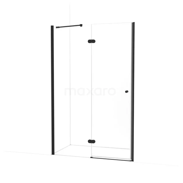 Amber Douchedeur | 130 cm Mat zwart Helder glas Draaideur WTC66220M