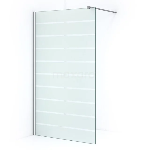 Glasene begehbare Duschewand mit Matt Weiß Streifen, Aluminium Profil und modernem Aussehen; ideal für ein stilvolles Badezimmer.