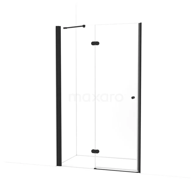 Amber Duschtür | 125 cm Matt Schwarz Klarglas Drehtür WTC653220M