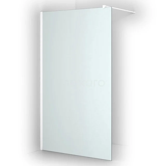 Weiße Glas-Duschwand, modernes Design, mit mattem Profil. Perfekt für minimalistische Bäder.