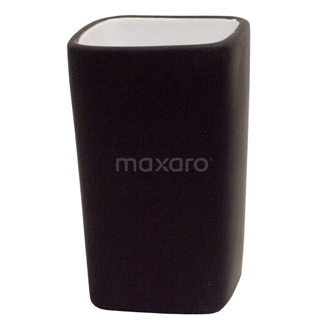 Zahnbürstenhalter Edge, Schwarz 350-4301 Schwarzer keramischer Zahnbürstenhalter mit weißem Innenraum, modernes Design, ideal für eine stilvolle Badezimmer Einrichtung.