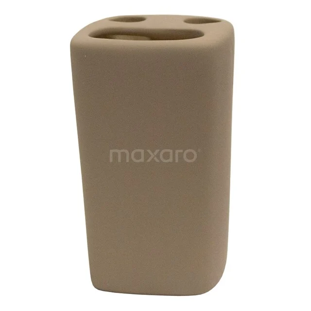 Beige keramischer Zahnbürstenhalter mit abgerundeten Ecken, perfekt für ein stilvolles und organisiertes Badezimmer.