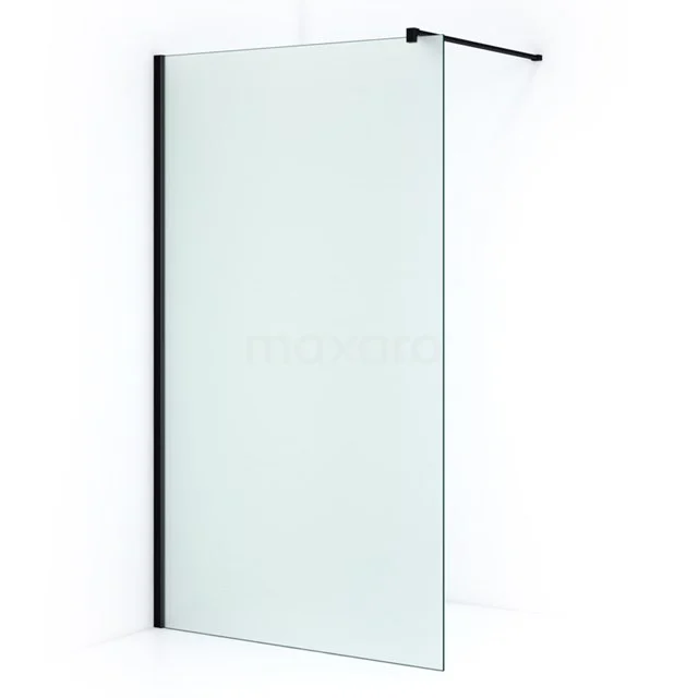 Shower screen with black profile, sleek design and clear glass; perfect addition to a modern bathroom design.