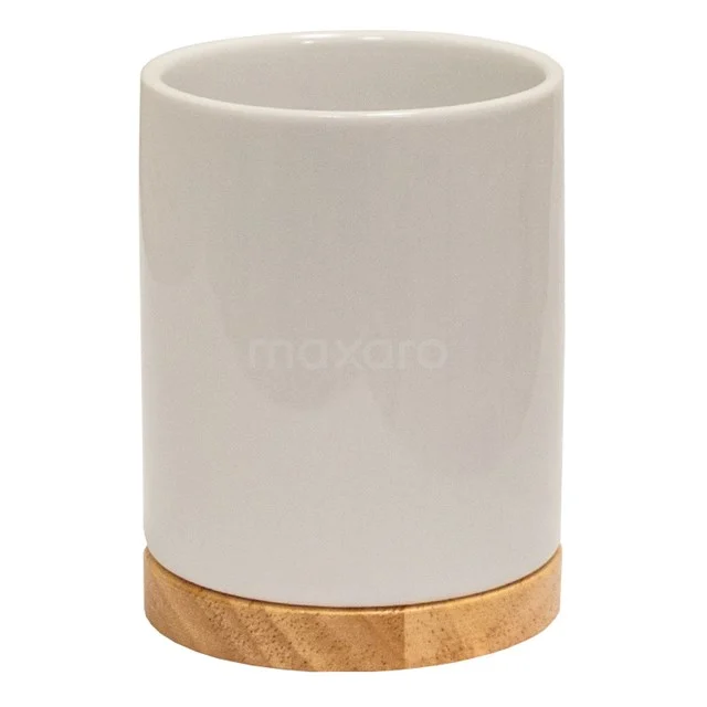 Toothbrush holder Column, White and Wood 370-4301