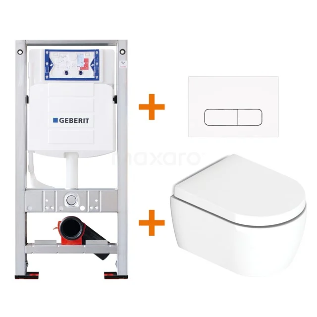 Toilet set Gloss white with rim + Geberit UP320 concealed cistern TOI017